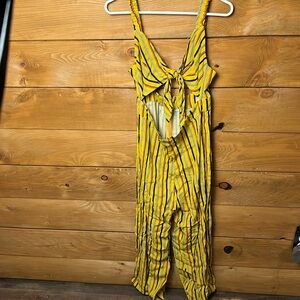 Revolve x capulet tie front cullotte jumpsuit Med Azure striped‎ yellow orange